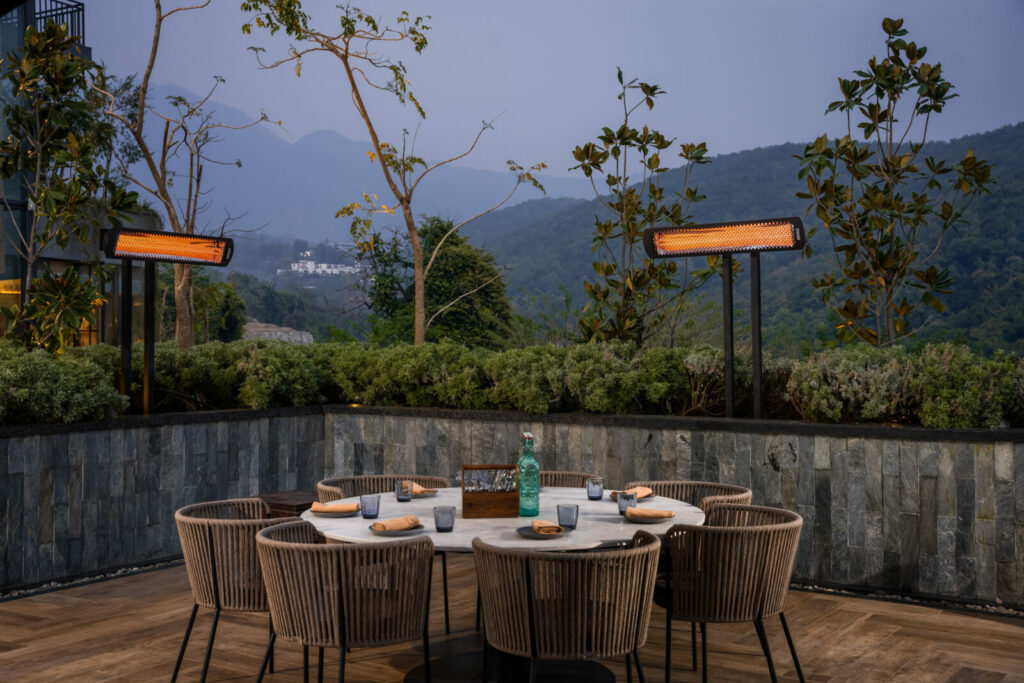 outdoor heaters on a patio