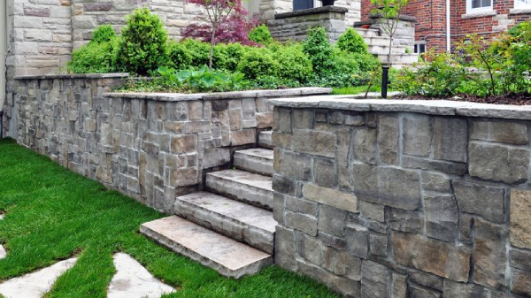 stone walls with steps