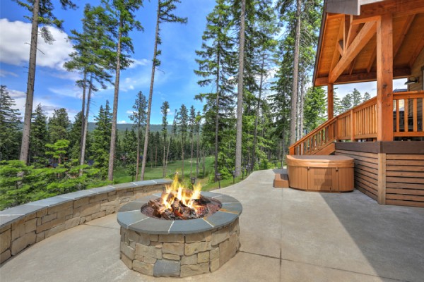 stone walls as seating near firepit